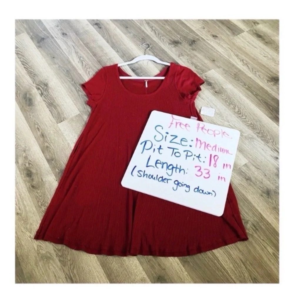 FREE PEOPLE Burgundy Red Ribbed T Shirt Dress - Picture 6 of 7